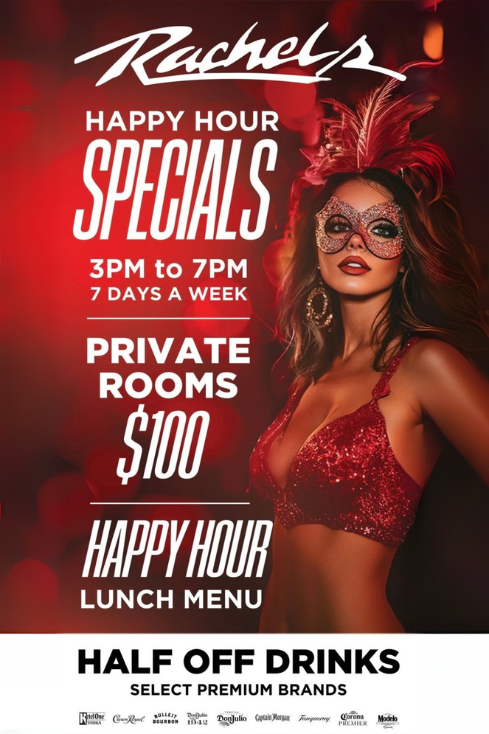 Happy hour specials and private rooms advertisement